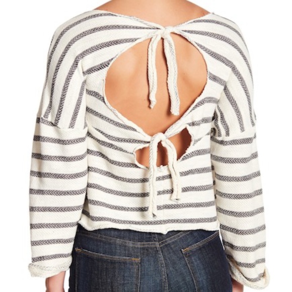 Lucky Brand Tops - Lucky Brand striped back tie pullover